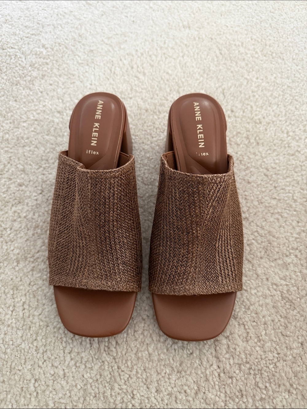 Anne Klein Brown Woven Mule Slides